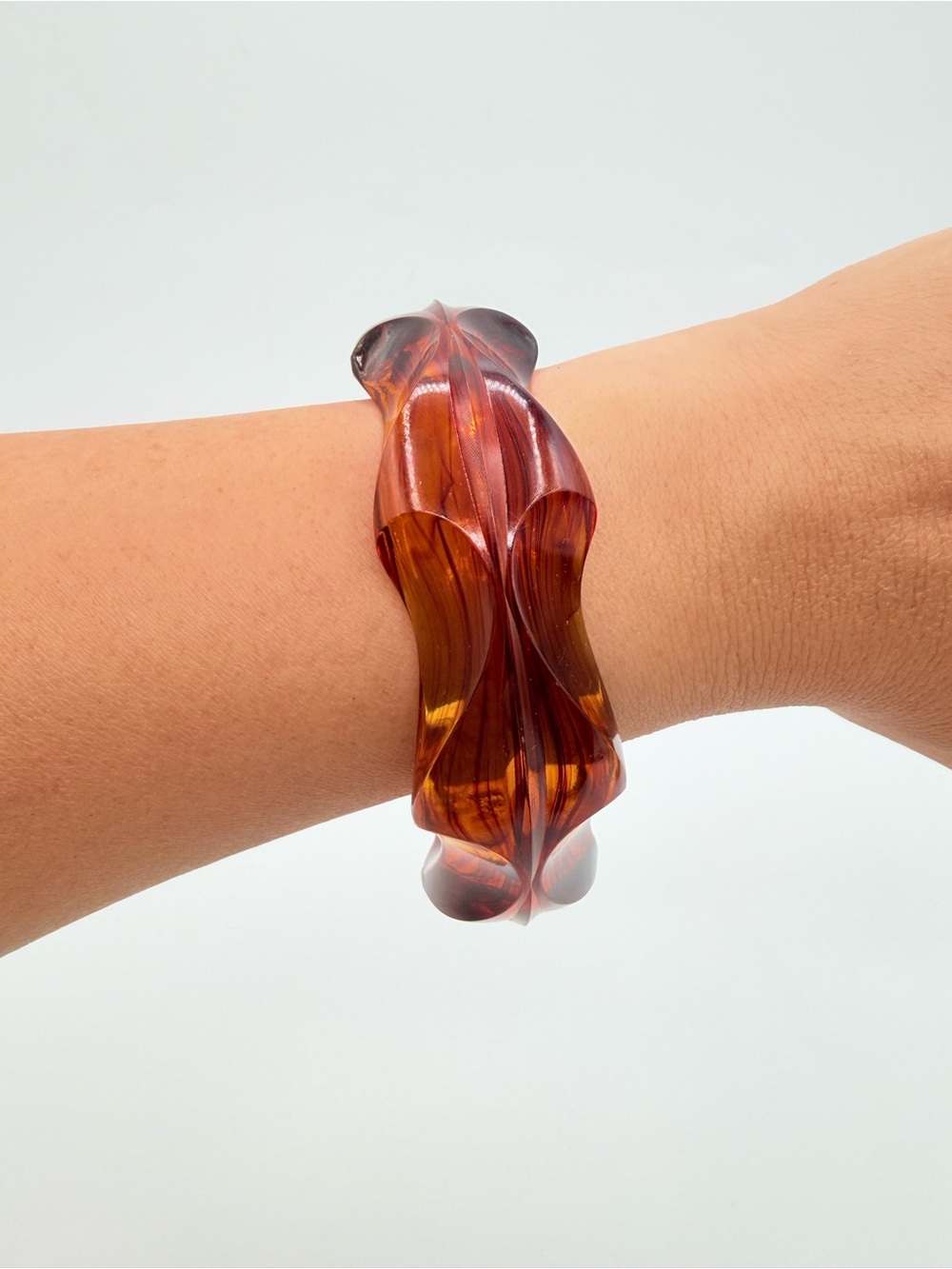 Vintage Amber Tortoiseshell Chunky Sculptural Cuff Bracelet